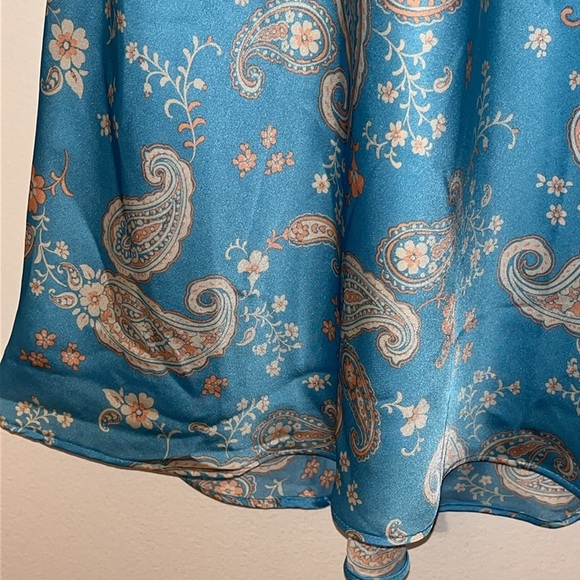 Dress Forum | Mini slip dress Paisley & ditsy floral Women size L satin sky blue - Picture 3 of 9